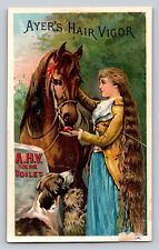 Ayers Hair Vigor Woman Feeds Horsde Apple Dogs  P675 picture