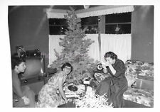 Christmas Girls TREE Vintage FOUND PHOTOGRAPH bw  Original  97 19 S picture