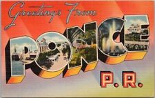Vintage 1940s PONCE Puerto Rico Large Letter Postcard Multi-View / Tichnor Linen picture