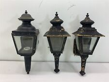 QTY 3 Black Painted Brass Vintage Carriage Lamps Lights Sconce Electric Gothic  picture