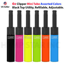 6x Clipper Mini Tube Assorted Colors Black Top Utility Refillable, Adjustable. picture