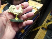 Old COLD PAINTED Adv. Miniature CI Paperweight DECATUR CASTING INDIANA ROOSTER picture