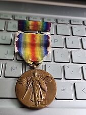 WW1 -VICTORY MEDAL + RIBBON --REAL THING SEE STORE WW1-WW2 MEDALS-HUGE AUCTION picture