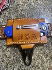 Personalized Leather Belt Loop Sheath For Clip  Folding Knife Horizontal EDC picture