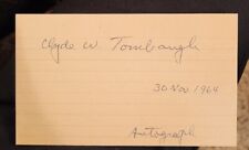 SIGNED Clyde Tombaugh Prominent Astronomer Discovered Pluto  Index Card 11/20/64 picture