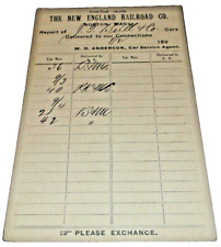 SEPTEMBER 1897 NEW ENGLAND RAILROAD NEW HAVEN INTERCHANGE REPORT POST CARD picture
