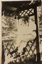 Antique Postcard RPPC, Man and Woman, Portrait on Porch picture