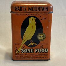Vintage Hartz Mountain Products 3.5oz Song Food Orange Empty Metal Tin With Lid picture