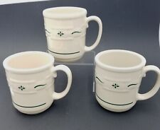 3 Longaberger Mug Pottery Woven Traditions Heritage Green Coffee USA picture