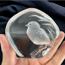 Mats Jonasson Paperweight Bird Clear Crystal Glass Figure Hand Made In Sweden picture