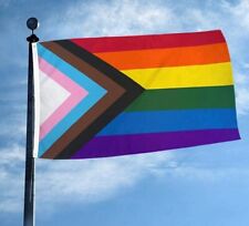 Progress Pride Rainbow Flag 3x5 ft LGBTQ Gay Lesbian Trans People of Color picture
