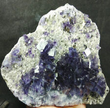 2.95lb Natural Cube Transparent Phantom Purple Fluorite Crystal Mineral Specimen picture