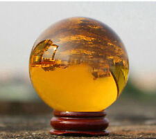Natural Citrine Calcite Quartz Crystal Sphere Ball Healing Gemstone38-42MM+Stand picture