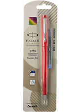 Parker Beta STANDARD Fountain Pen RED BODY Chrome Trim picture