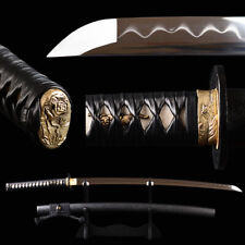 Matt Black Saya Japanese Samurai Katana Sword Clay Tempered 1095 Carbon Steel picture
