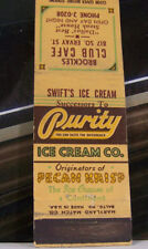 Rare Vintage Matchbook Cover W1 Dallas Texas Swift's Ice Cream Pecan Krisp Origi picture