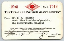 Vintage Railroad Annual Pass The Texas & Pacific Railway 1941 A7518 Thermography picture