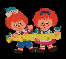 Raggedy Ann and Andy Coat Hanger/Vintage Children's Room Decor/1972 Bobbs-Merril picture