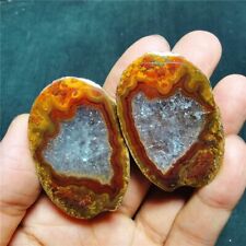 RARE 58g 1 pair Natural Warring States Red Agate Crystal Healing 3848+ picture