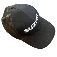 Suzuki Motorcycle Embroidered logo Curved Bill snap Trucker Hat/Cap Black OS picture