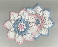  2  Crochet Doilies Gender Reveal Party Pink Blue and White 6