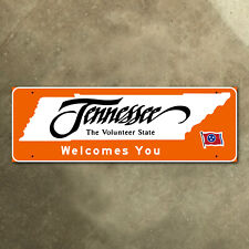 Tennessee state line highway marker road sign 2003 Volunteer State orange 21 x 7 picture