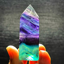 TOP 123G Natural Purple Blue Green  stripe  fluorite Crystal  Point Healing B430 picture