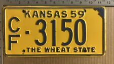 1959 Kansas license plate CF 3150 YOM DMV TOUGH PAINT YEAR beautiful 10209 picture