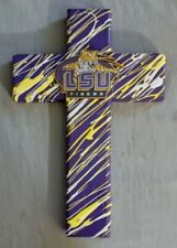LSU Tigers ~ Wall Hanging Cross - Purple, White & Yellow (9