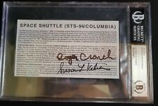 astronauts SUSAN STILL & RODGER COUCH autographed NASA  STS-94 CARD BECKETT SLAB picture