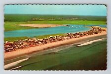 ME-Maine, Aerial Wells Beach And Wells Harbor, Vintage Postcard picture