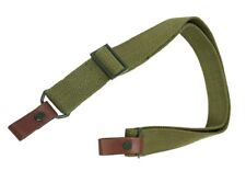 SKS Rifle Sling - Green Canvas - Metal Hardware - Leather Loop Tabs -NEW  picture