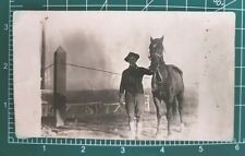 HORSE SOLDIER ANTIQUE REAL PHOTO POSTCARD RPPC picture