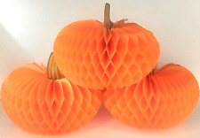 Halloween Pumpkin Tissue Honeycomb Made in Japan Set of 3 Vintage Fall Decor  picture