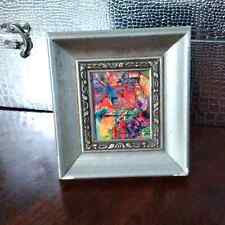 Vintage Small Art Frame Modern Tropical Colorful Print Wood Frame  5 x 5 inches picture