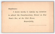 c1880's Governing Committee Progress Club Complimentary Dinner NY Postal Card picture