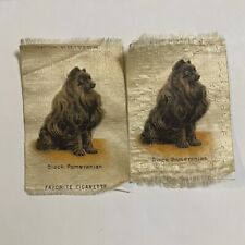 Pom Black Pomeranian Toy Dog Breed Spitz Lot 2 Tobacco Silks Cigarettes c. 1910 picture