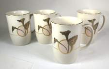 Mugs Cups FOUR (4) Otagiri Calla Lily Cream Gold Pink Curtis-Swann Japan Vintage picture