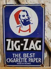 VINTAGE ZIG ZAG PORCELAIN SIGN FRANCE CIGARETTE ROLLING PAPERS SMOKING TOBACCO picture