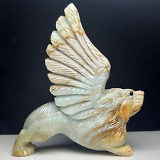 347g Natural Crystal Mineral Specimen. Amazon Stone. Hand-carved Griffin,Lion.PU picture