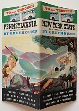 Vintage 1937 Greyhound Bus Travel Brochure NY Pennsylvania Rip Van Winkle color picture
