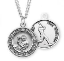 Saint Rita Sterling Silver Baseball Medal Hand polished and engraved picture