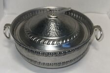 Vintage Forged Lidded Pot Hammered Aluminum Casserole, Serving Dish Grandma Core picture