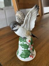 Franciscan Porcelain Flying Bird Christmas Bell Embossed Hollies Hand Painted picture