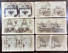 Lot (6) Antique 1900 Eiffle Tower Paris Exposition France Stereoview Photo Cards picture