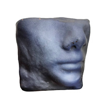 Sean Corner 3D Face Sculpture Clay Wall Art 2008 Signed Blue Gray 3.5