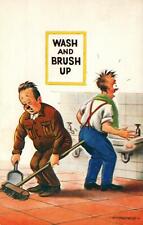 RUDE RISQUE COMIC BAMFORTH WASH and BRUSH UP CLEANER in TOILET POSTCARD - USED picture