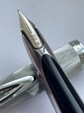 VTG Waterman C/F Moire Chrome Plated Fountain Pen 18k 750 Gold Nib France picture