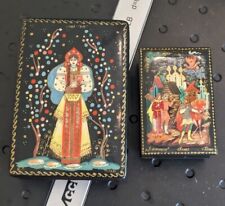 Lot Of 2 Russian Lacquer Boxes PALEKH Fairytale Vasilas and 