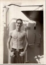 Hot Sexy Navy Sailor Onboard LST-914 Tattoos Korean War Vintage Gay Int Photo picture